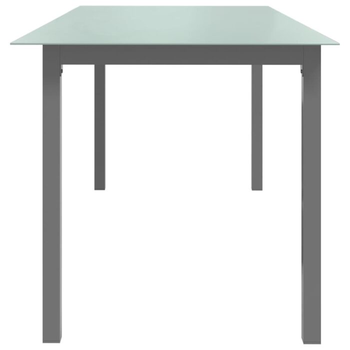 Table de jardin Gris clair 190x90x74 cm Aluminium et verre – Image 2