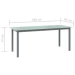Table de jardin Gris clair 190x90x74 cm Aluminium et verre – Image 4