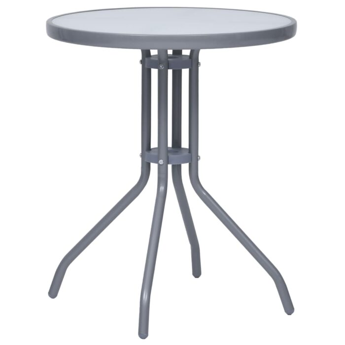 Table de jardin Gris clair 60 cm Acier et verre – Image 1