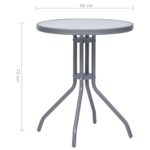 Table de jardin Gris clair 60 cm Acier et verre – Image 4