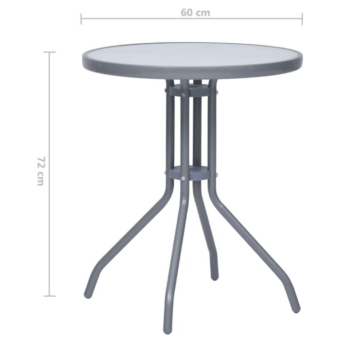 Table de jardin Gris clair 60 cm Acier et verre – Image 4