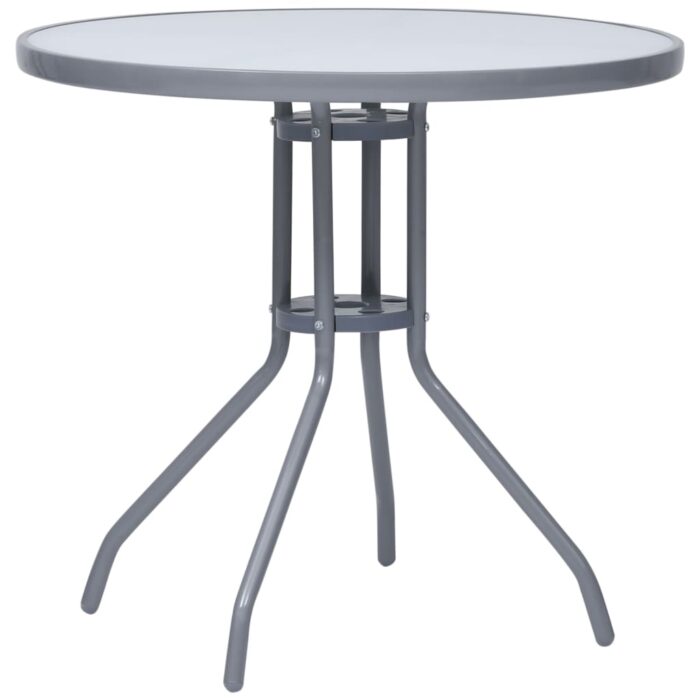 Table de jardin Gris clair 80 cm Acier et verre – Image 1