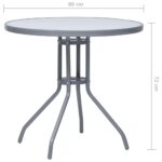 Table de jardin Gris clair 80 cm Acier et verre – Image 4
