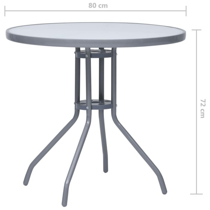 Table de jardin Gris clair 80 cm Acier et verre – Image 4
