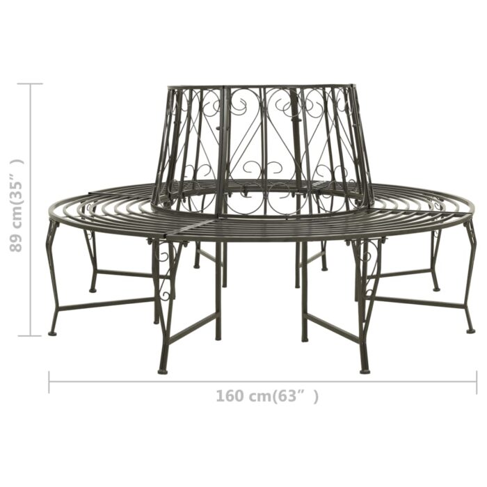 Banc circulaire de jardin 160 cm Acier – Image 6