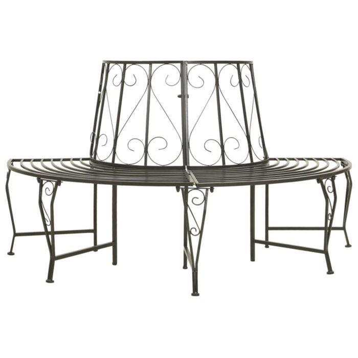 Banc d'arbre de jardin Demi-rond 160 cm Acier – Image 1
