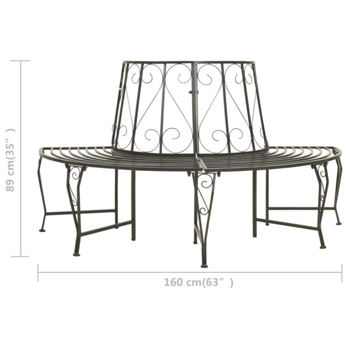 Banc d'arbre de jardin Demi-rond 160 cm Acier – Image 6