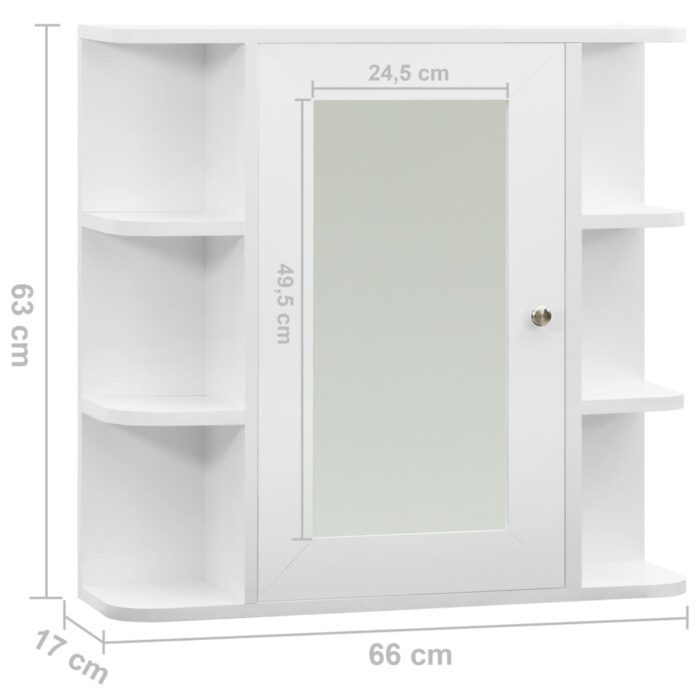 Armoire à miroir de salle de bain Blanc 66x17x63 cm MDF – Image 7