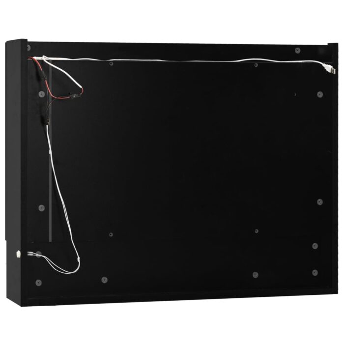 Armoire à miroir de salle de bain LED Noir 80x15x60 cm MDF – Image 6