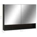 Armoire à miroir de salle de bain LED Noir 80x15x60 cm MDF – Image 7