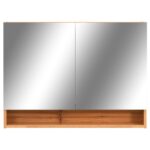 Armoire à miroir de salle de bain LED Chêne 80x15x60 cm MDF – Image 2