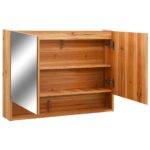 Armoire à miroir de salle de bain LED Chêne 80x15x60 cm MDF – Image 3