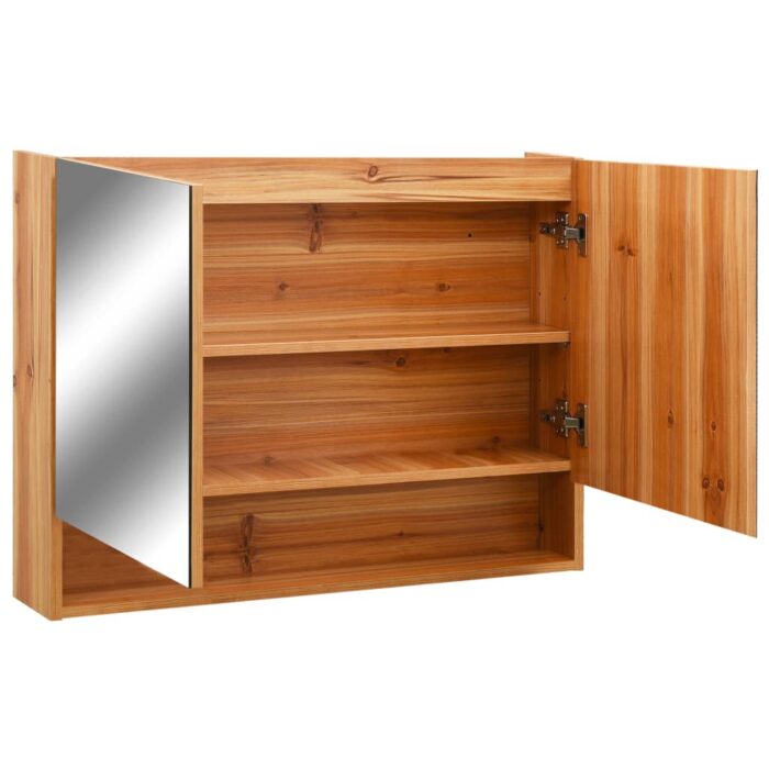 Armoire à miroir de salle de bain LED Chêne 80x15x60 cm MDF – Image 3