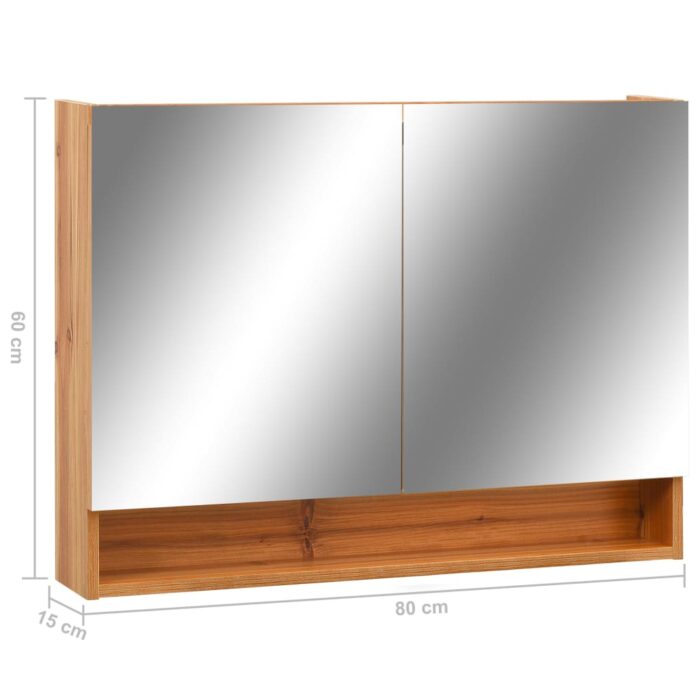 Armoire à miroir de salle de bain LED Chêne 80x15x60 cm MDF – Image 6