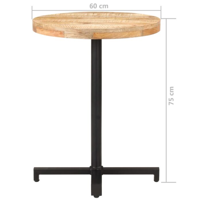 Table de bistro Ronde Ø60x75 cm Bois de manguier brut – Image 5