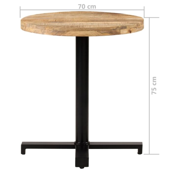 Table de bistro Ronde Ø70x75 cm Bois de manguier brut – Image 5