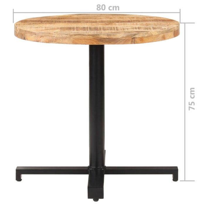 Table de bistro Ronde Ø80x75 cm Bois de manguier brut – Image 5
