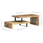 Ensemble de table basse 2 pcs Bois de récupération massif – Image 7