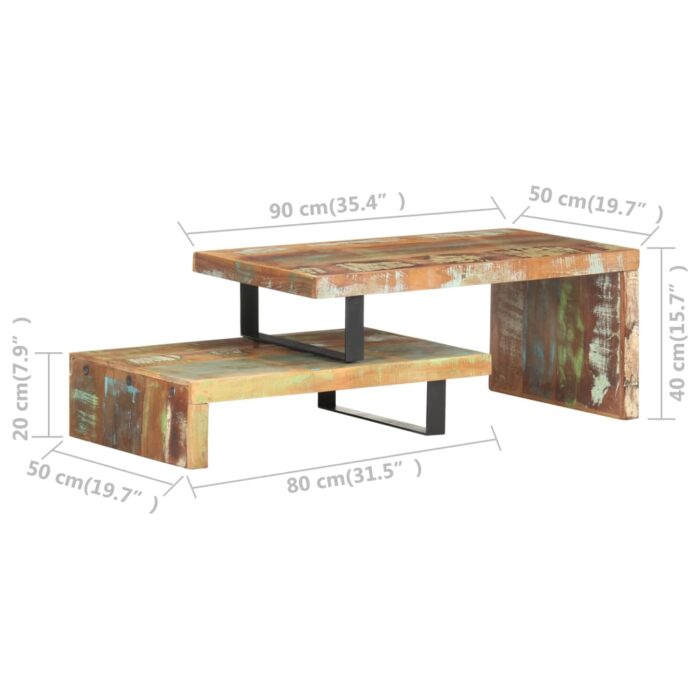 Ensemble de table basse 2 pcs Bois de récupération massif – Image 7