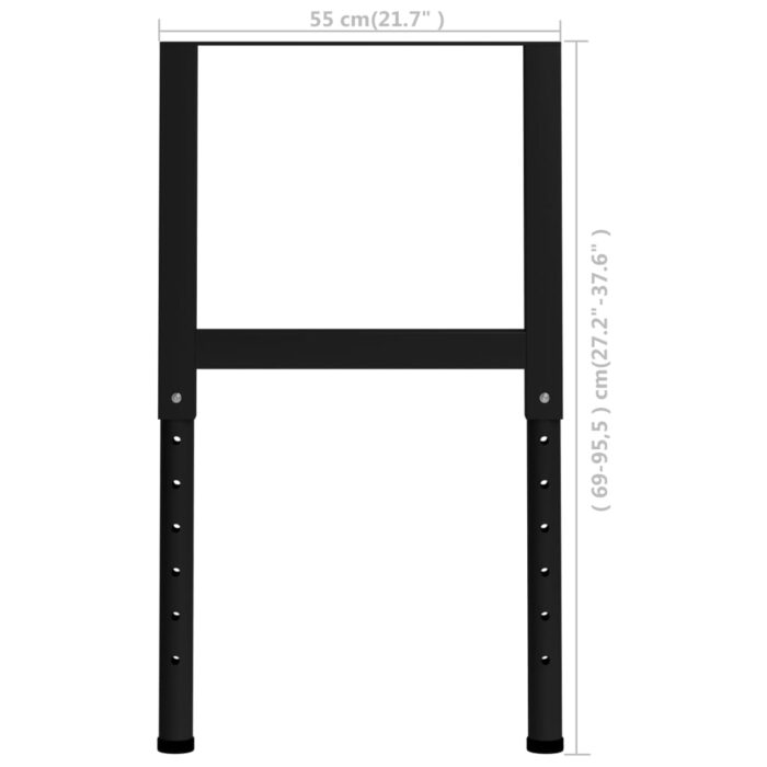 Cadres d'établi réglables 2 pcs Métal 55x(69-95,5) cm Noir – Image 8
