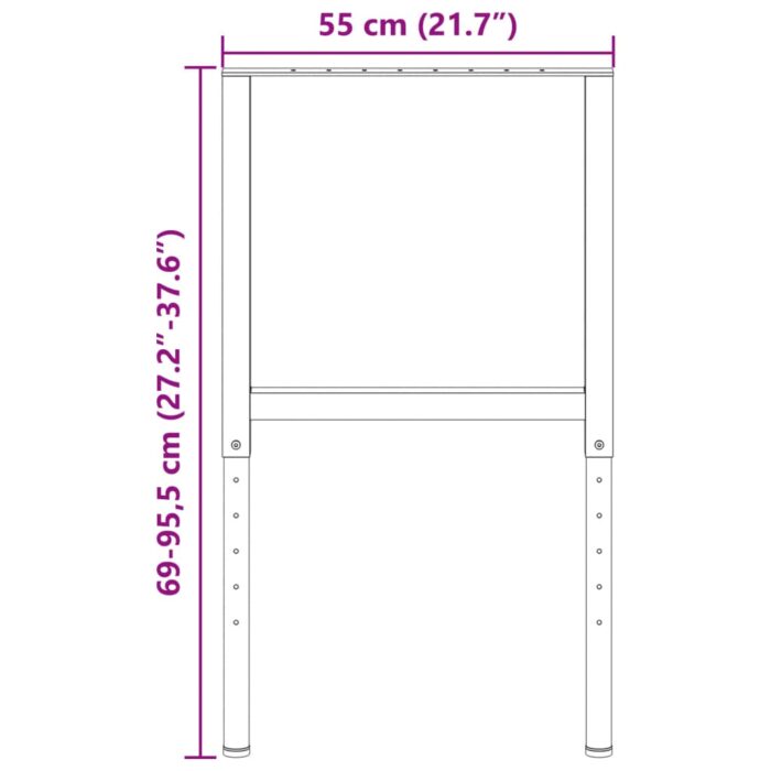 Cadres d'établi réglables 2 pcs Métal 55x(69-95,5) cm Noir – Image 9