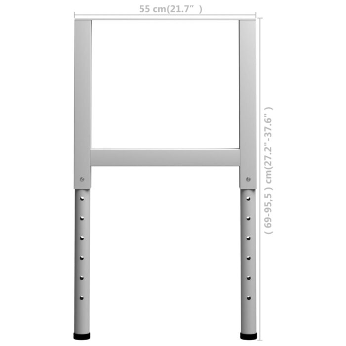 Cadres d'établi réglables 2 pcs Métal 55x(69-95,5) cm Gris – Image 8