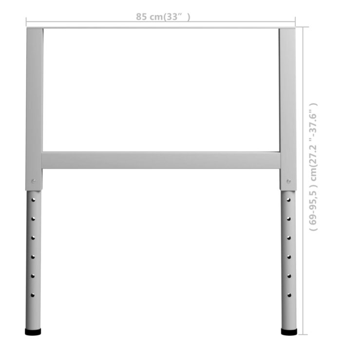 Cadres d'établi réglables 2 pcs Métal 85x(69-95,5) cm Gris – Image 8