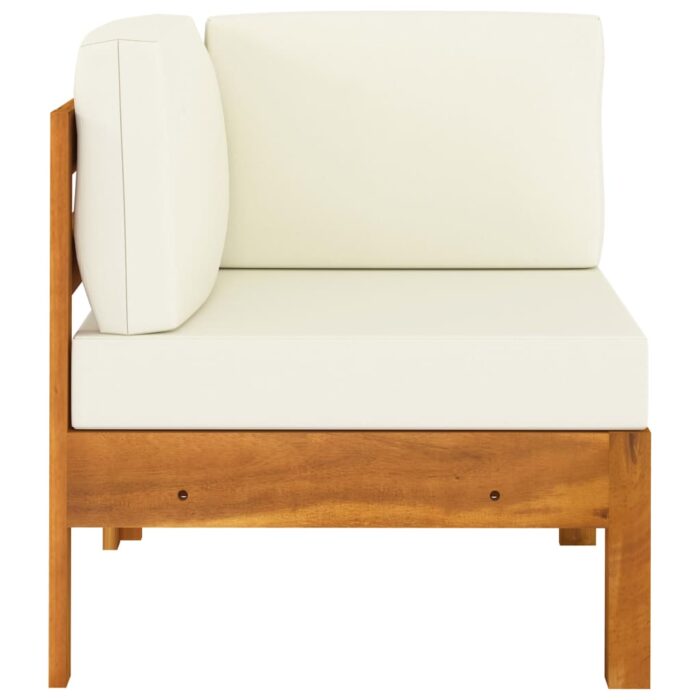 Salon de jardin 2 pcs avec coussins blanc crème Bois d'acacia – Image 2