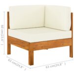 Salon de jardin 2 pcs avec coussins blanc crème Bois d'acacia – Image 6