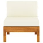 Canapés centraux 2 pcs avec coussins blanc crème Acacia solide – Image 2