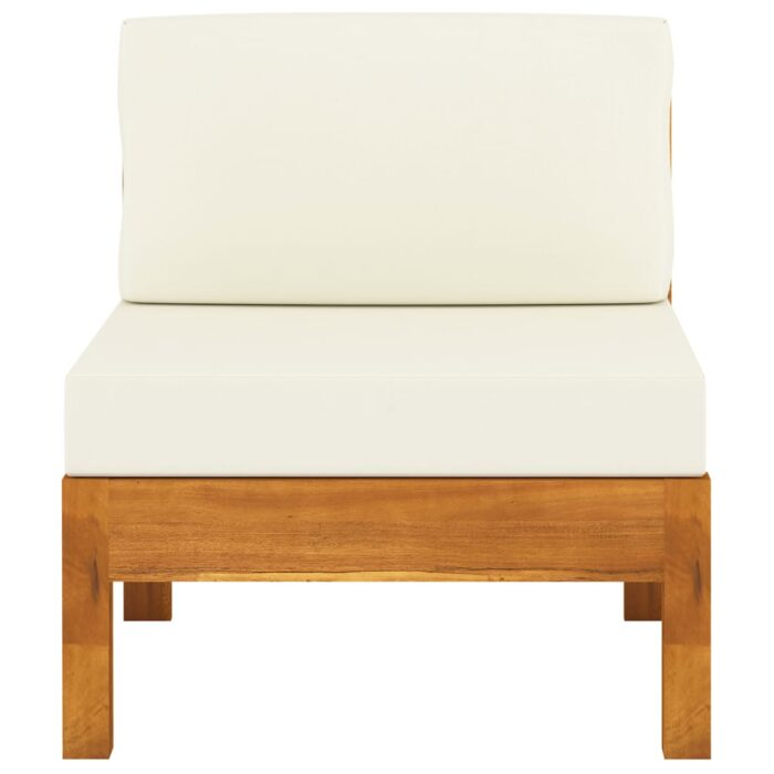 Canapés centraux 2 pcs avec coussins blanc crème Acacia solide – Image 2