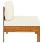 Canapés centraux 2 pcs avec coussins blanc crème Acacia solide – Image 3