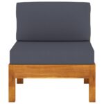 Canapés centraux 2 pcs avec coussins gris foncé Acacia solide – Image 2