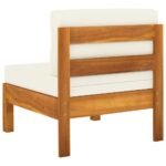 Canapé central avec coussins blanc crème Bois d'acacia solide – Image 3