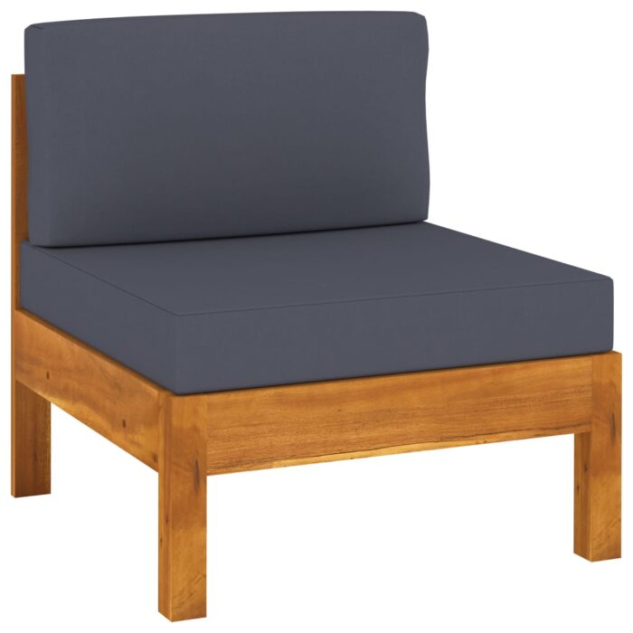 VXL8720286112434_a_en_hd_1.jpg Canapé central avec coussins gris foncé Bois d'acacia solide – Image 1