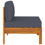 Canapé central avec coussins gris foncé Bois d'acacia solide – Image 2