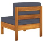 Canapé central avec coussins gris foncé Bois d'acacia solide – Image 3