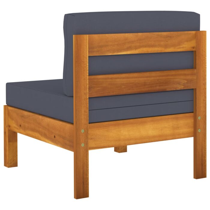 Canapé central avec coussins gris foncé Bois d'acacia solide – Image 3