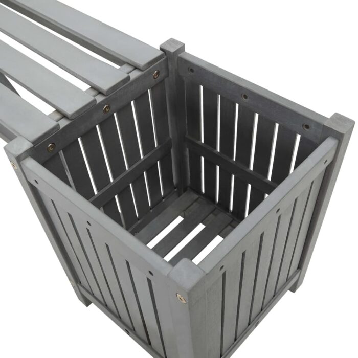 Banc de jardin avec 2 jardinières 150 cm bois d'acacia gris – Image 3