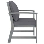 Chaises de jardin lot de 2 avec coussins gris foncé Bois acacia – Image 2