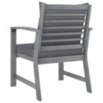 Chaises de jardin lot de 2 avec coussins gris foncé Bois acacia – Image 3