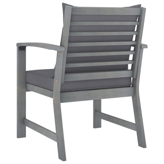 Chaises de jardin lot de 2 avec coussins gris foncé Bois acacia – Image 3