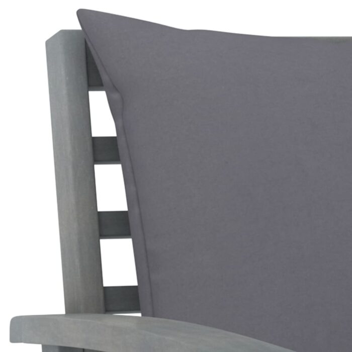 Chaises de jardin lot de 2 avec coussins gris foncé Bois acacia – Image 4