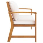 Banc de jardin avec coussin crème 120 cm Bois solide d'acacia – Image 2