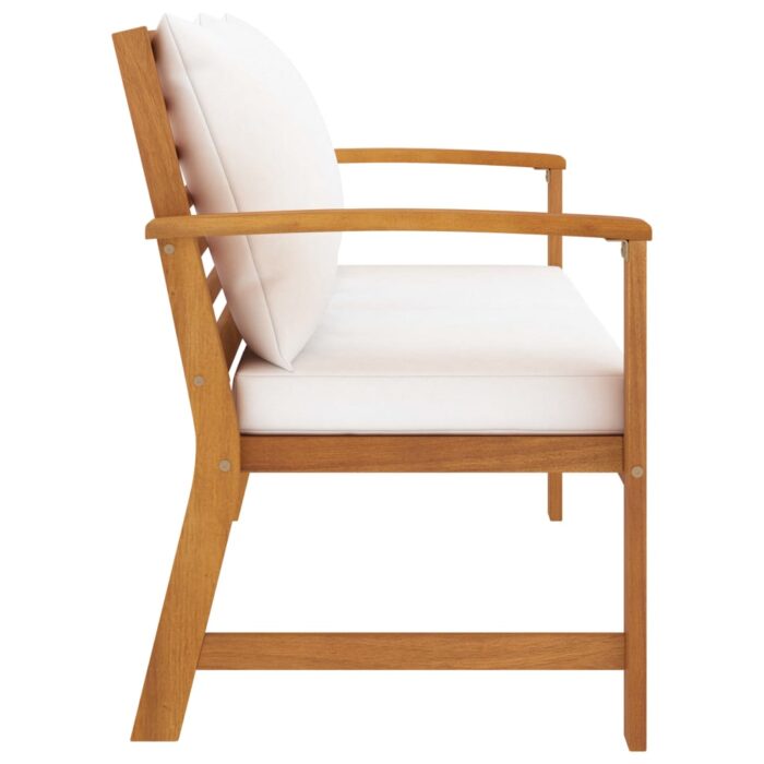 Banc de jardin avec coussin crème 120 cm Bois solide d'acacia – Image 2