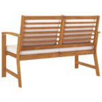 Banc de jardin avec coussin crème 120 cm Bois solide d'acacia – Image 3