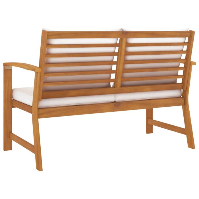 Banc de jardin avec coussin crème 120 cm Bois solide d'acacia – Image 3
