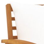 Banc de jardin avec coussin crème 120 cm Bois solide d'acacia – Image 4