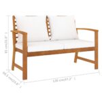 Banc de jardin avec coussin crème 120 cm Bois solide d'acacia – Image 5