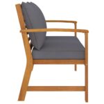 Banc de jardin 120cm et coussin gris foncé Bois solide d'acacia – Image 2